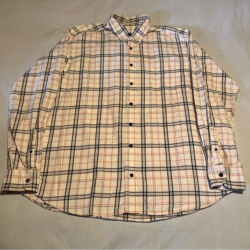 Eddie Bauer Mens Shirt Beige Tall XL Long Sleeve Button Up